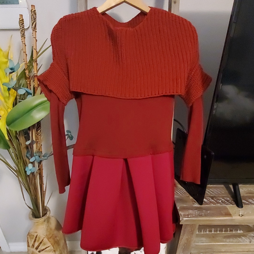 Red winter dress with shawl